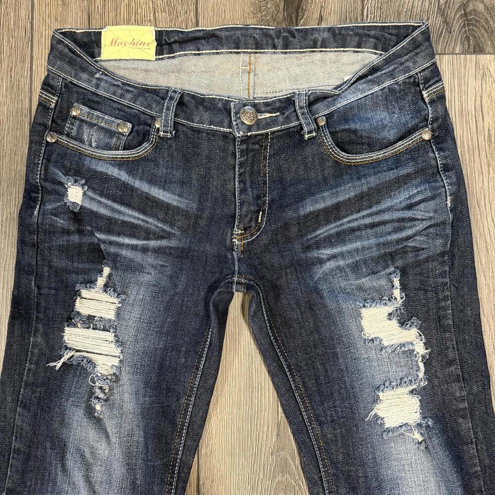 Machine Nouvelle Mode Distressed Jeans Size 32 Blue Denim Straight Leg - Picture 4 of 13